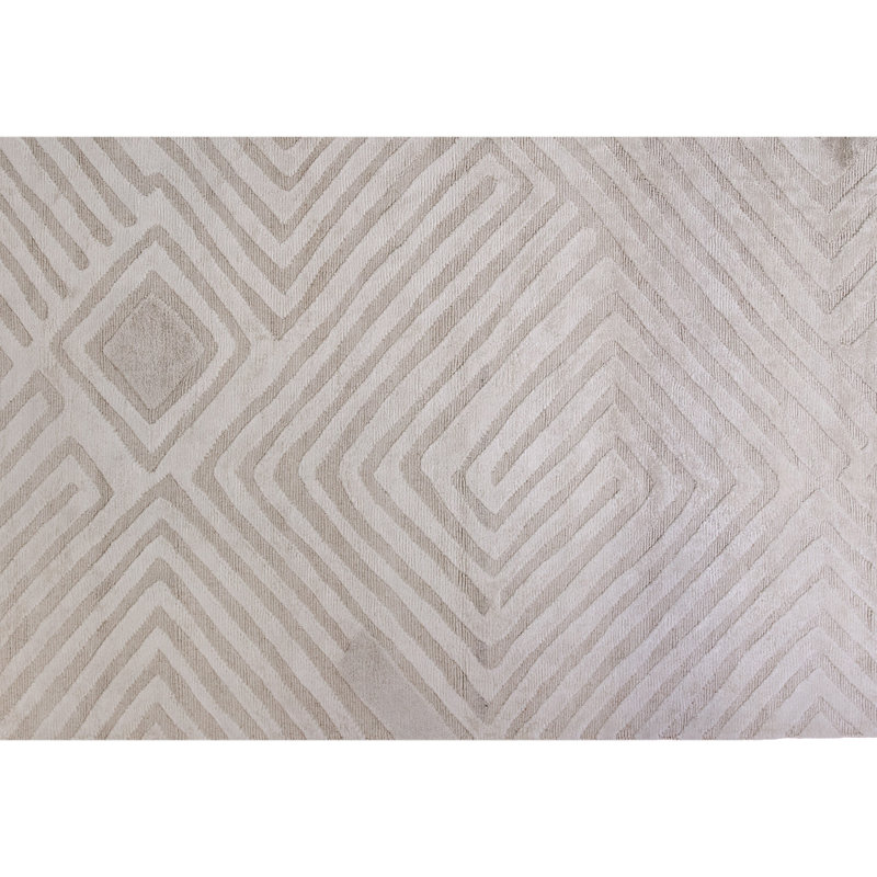 Tapis ivoire et beige noué à la main de haute qualité, Rectangle 8 pi x 10 pi