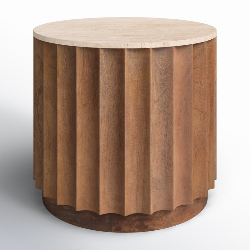 Gaige Travertine Top End Table