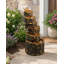 Fontaine rustique en résine en forme de souche d'arbre avec éclairage DEL chaud, hauteur 87 cm (34,25 po). Fontaine de jardin extérieure.