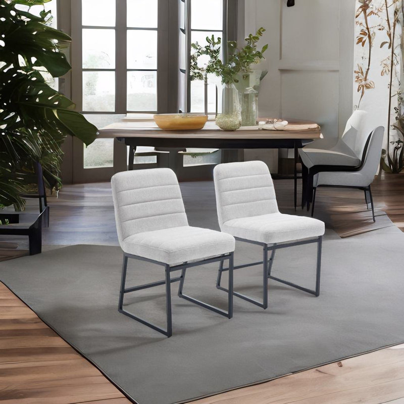 2-Piece Cream Dining Chairs, Gris