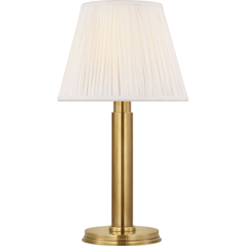 Connie 12" Cordless Accent Lamp in Antique-Burnished Brass with Silk Pleated Shade