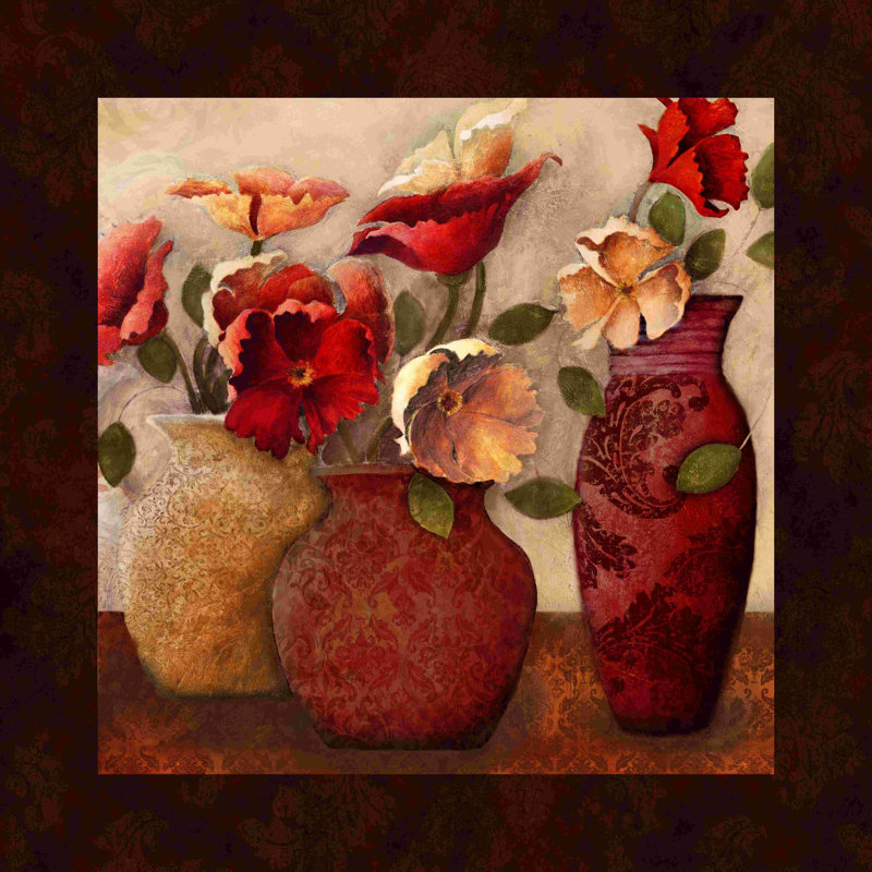 Spots de fleurs épicées 3 - peinture sur toile tendue, H 12 po x l 12 po