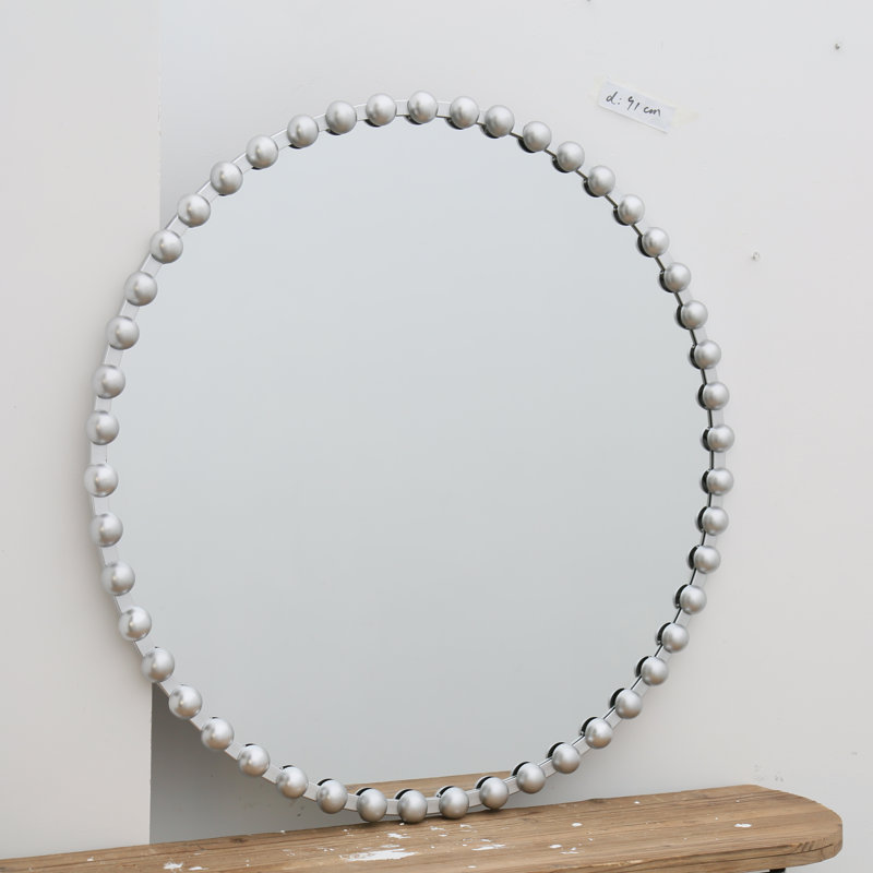 Miroir mural rond en fer - 27 pouces ou 36 pouces, 3 couleurs, prêt à être suspendu, 36 po x 36 po, Argent argent