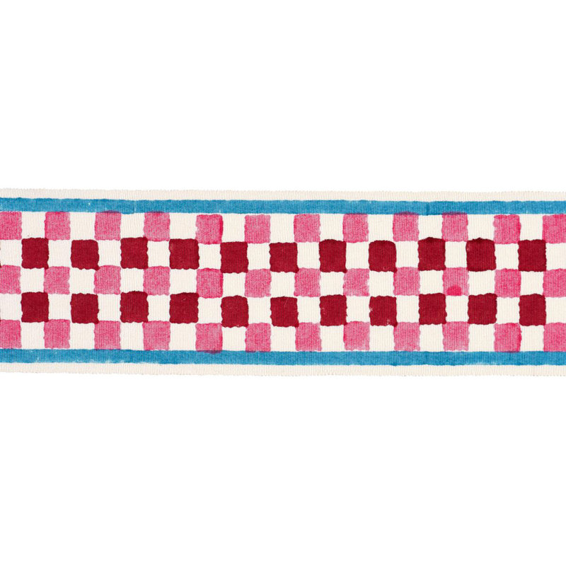 Schumacher X Molly Mahon Chequer Hand Block Trim, Pink
