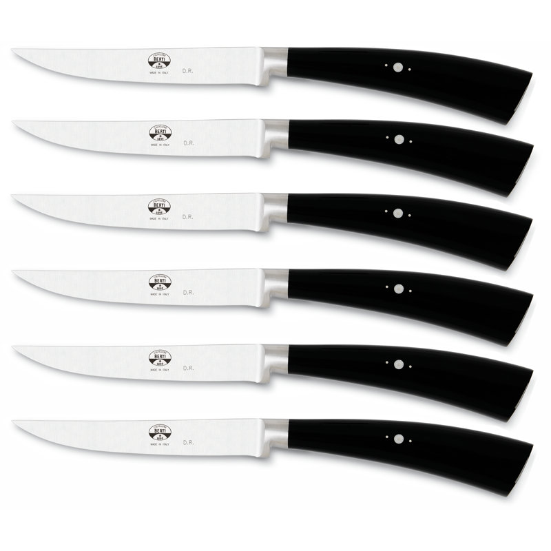 Plenum 6 - Piece Stainless Steel Steak Knife Set, Methacrylate, Black