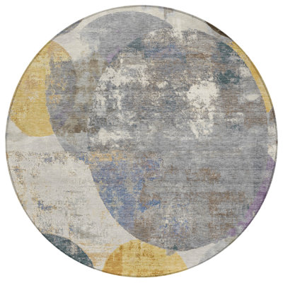 Machine Washable Indoor/Outdoor Chantille ACN2381 Circles Rug