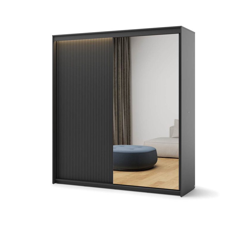 2 Door Manufactured Wood Wardrobe, Black