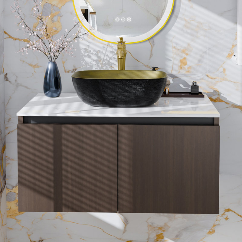 Ronique 80Cm Wall Mounted Single Bathroom Vanity Sink with Ceramic Basin, Faucet and Hoses