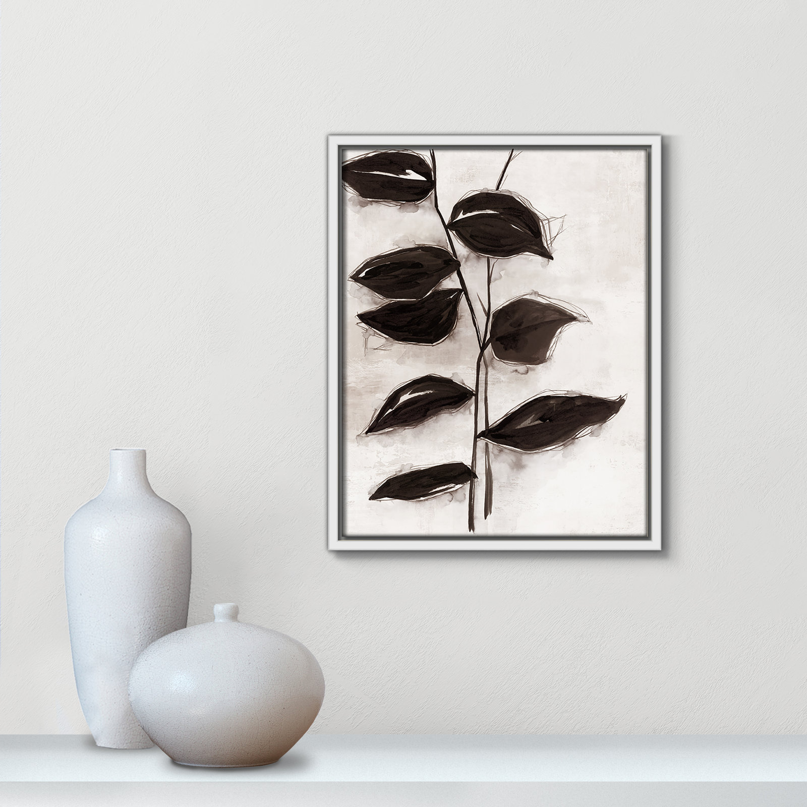 Leaves I by Eva Watts, 15.5" H x 12.5" W x 2" D, White Framed
