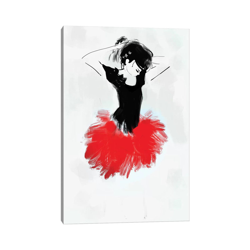 Ballerina Red by Anikó Salamon - Wrapped Canvas Painting, 66.04 cm H x 45.72 cm W