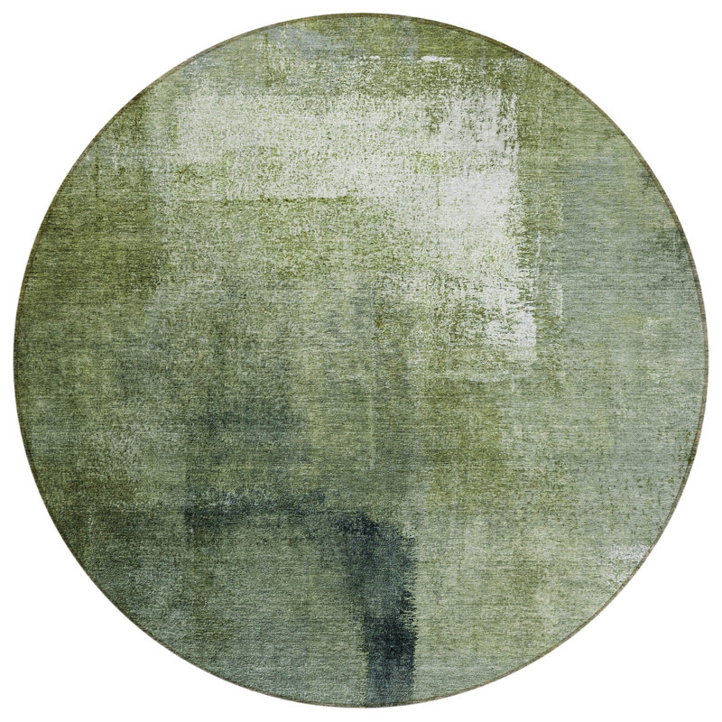 Malm Washable Abstract Indoor / Outdoor Rug, Round 8'