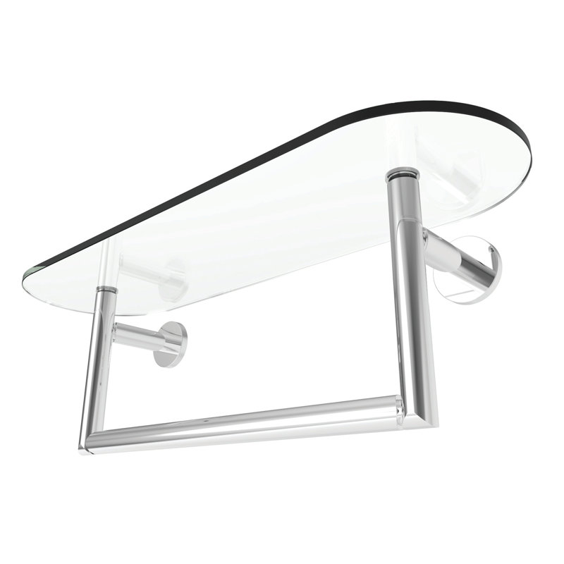 Sine 18" Shelf with Towel Bar, Polished Chrome