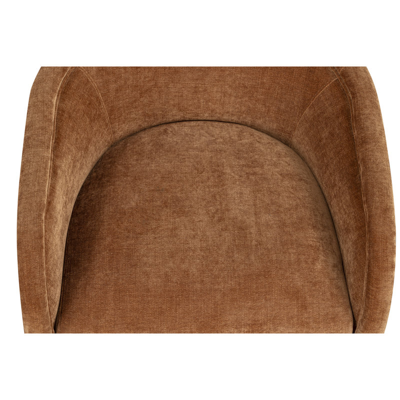 Fauteuil pivotant moderne de style baril avec dossier incurvé à double couche, assise rembourrée moelleuse et pied central rond