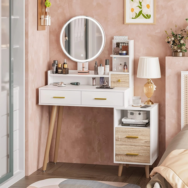 Ensemble de meuble-lavabo à 5 tiroirs avec miroir lumineux H 54,5 "x l 15,8" Eyder