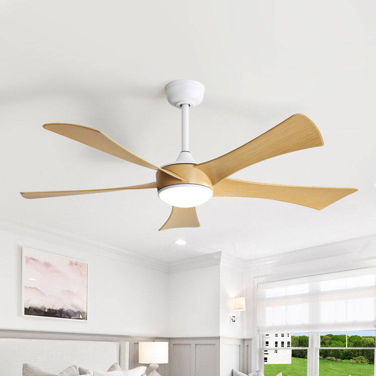 Whisper 52" 5-ABS Blade Modern Classic Ceiling Fan With LED Three-Tone Light And Ultra-Quiet Remote Control Adjustment