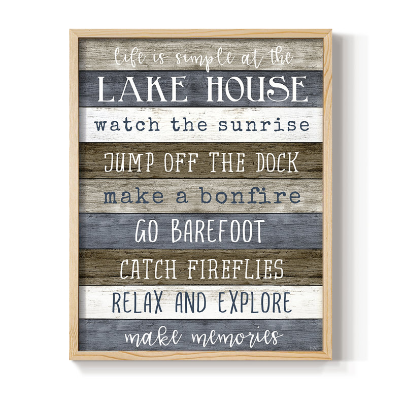 Simple Lake Rules, reproduction encadrée - bois massif, Naturel, H 11 po x l 9 po