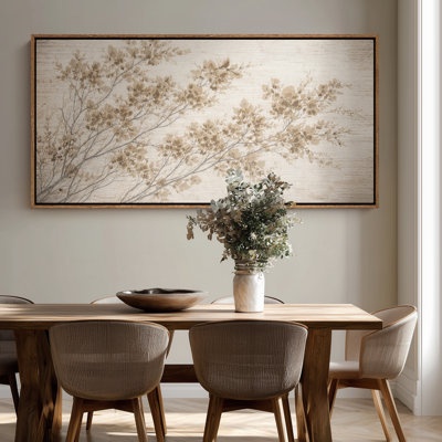 Extra Large Neutral Branch Botanical Minimal Framed Canvas Print Wall Art