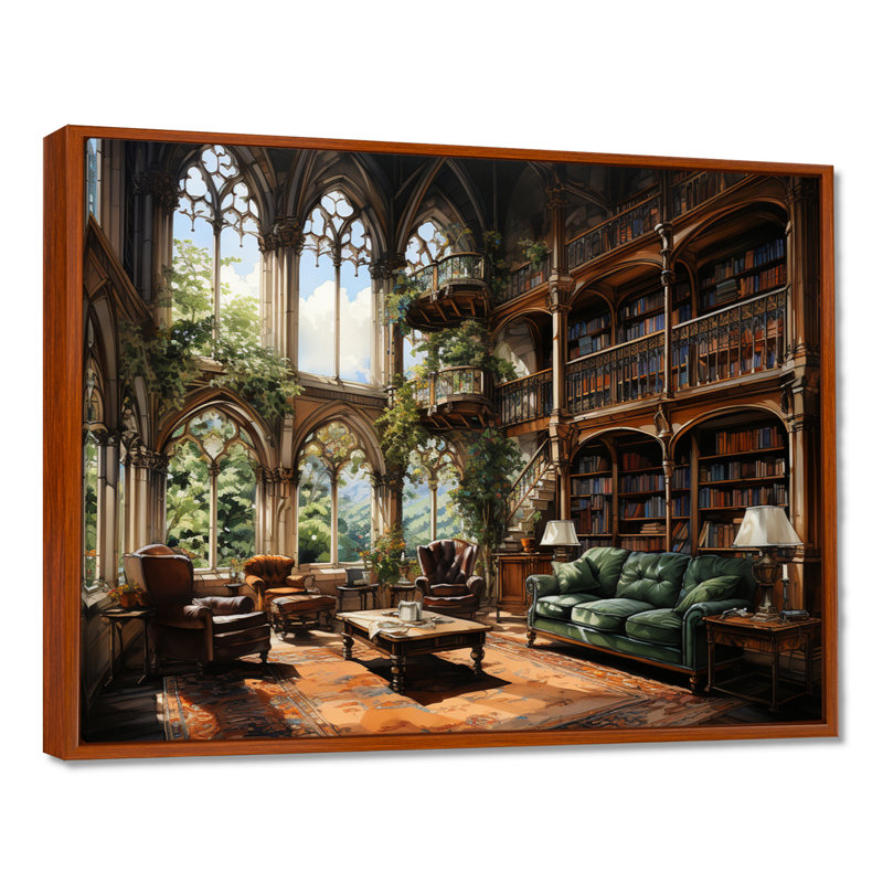 Art contemporain, bibliothèques, Haven I, H 30 po x l 40 po x P 1,5 po, Cadre flottant brun