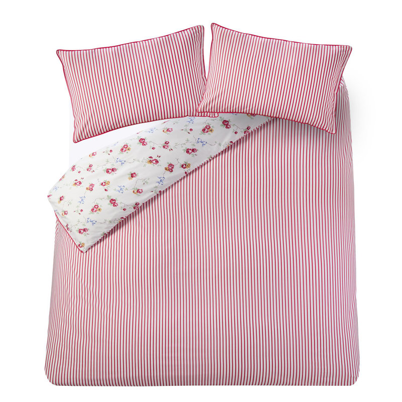 Cath Kidston Roses and Bows White Duvet Cover Set Floral Themed Single Bedding Set, Double