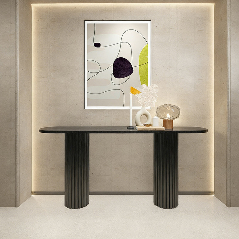 Console de style nordique simple et moderne, H 31,5 po x l 63 po x P 13,8 po, Noir