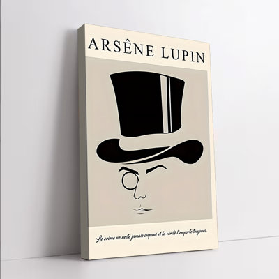 1 pièce, art mural, affiche encadrée Arsene Lupin, affiche de détective rétro avec chapeau haut de forme et conception de monocle, roman d'inspiration française, décoration de salon, bureau de chambre à coucher, décoration de maison