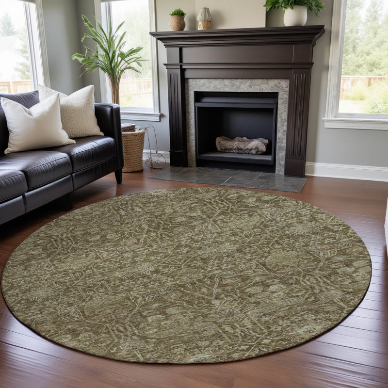 Tapis de qualité mondiale lavable à la machine Premium AMD1133, Rond 8 pi