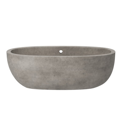 Avalon NativeStone Concrete Freestanding Oval Soaking Bathtub
