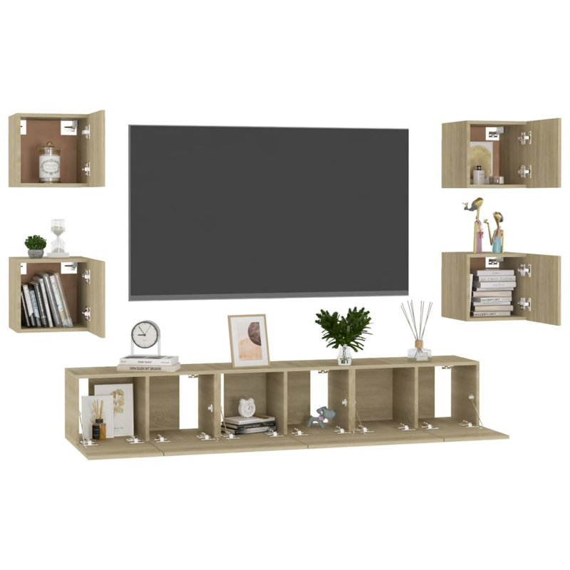 Gilud Unfinished Floating Entertainment Center for TVs up to 88", Sonoma Oak, 30cm H x 60cm L x 30cm W