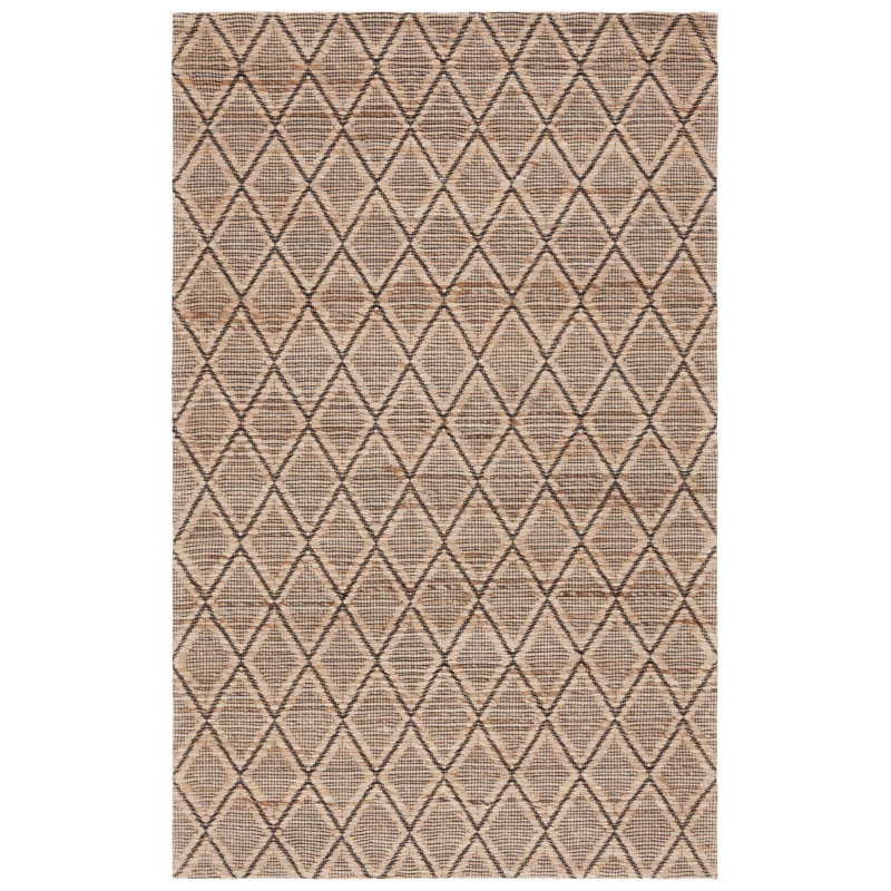 Natural Fiber Hand Loomed Wool/Jute Geometric Rug in Brown, Rectangle 4' x 6'