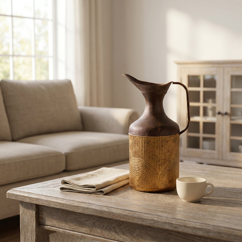 Rustic Distressed Metal Decorative Vase
