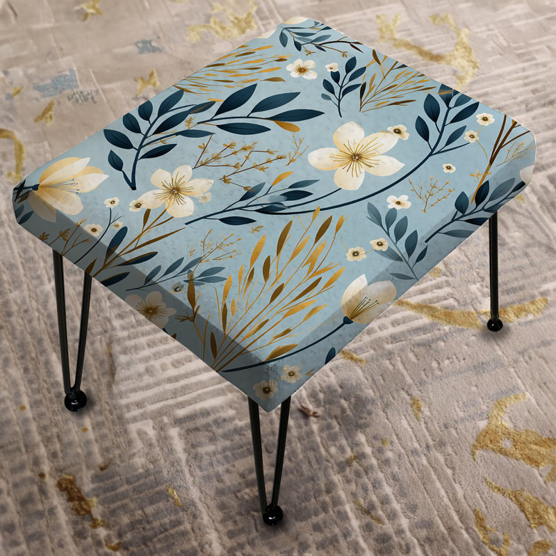Motif floral bleu et blanc Essence
