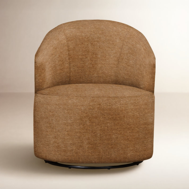 Fauteuil demi-tonneau pivotant rembourré Deryn, Velours performance écorce délavé Nave