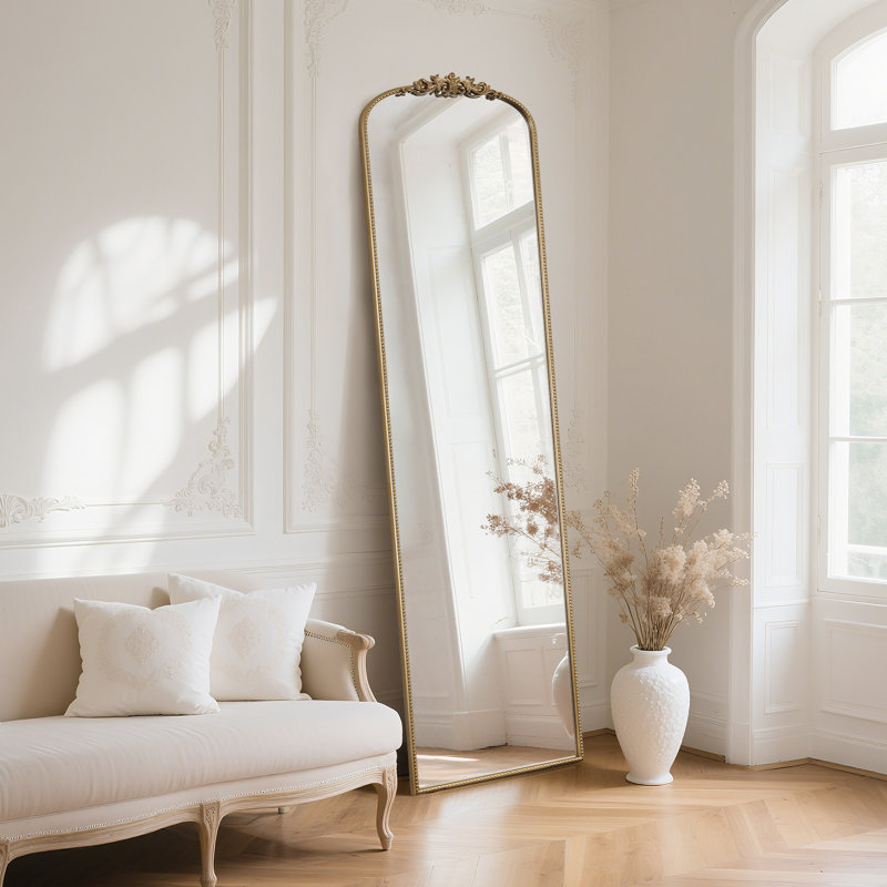 Glass Full Length Mirror, Gold, 78" x 21"