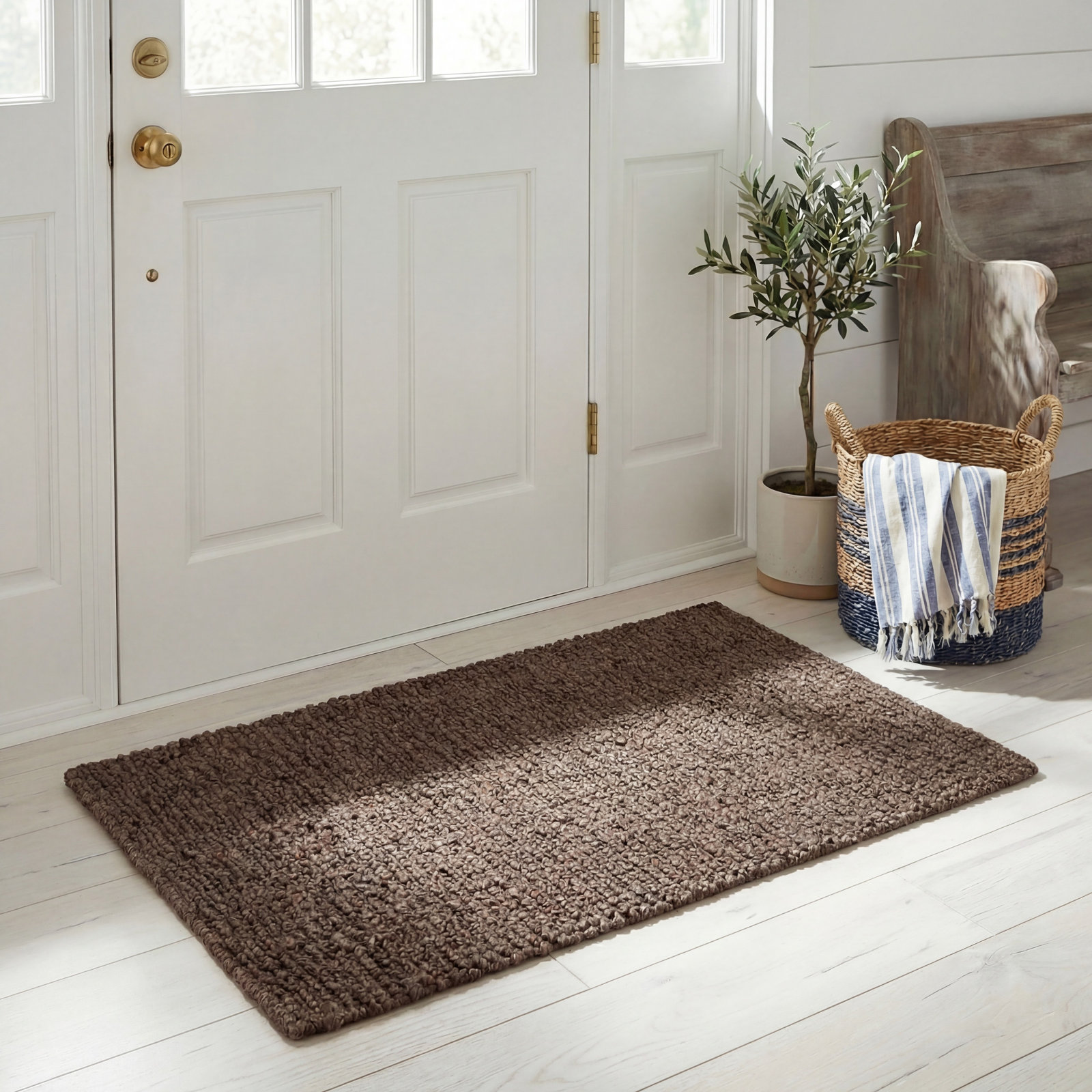 Barkley Brown Hand-Woven Jute Rug, Rectangle 2'6" x 4'