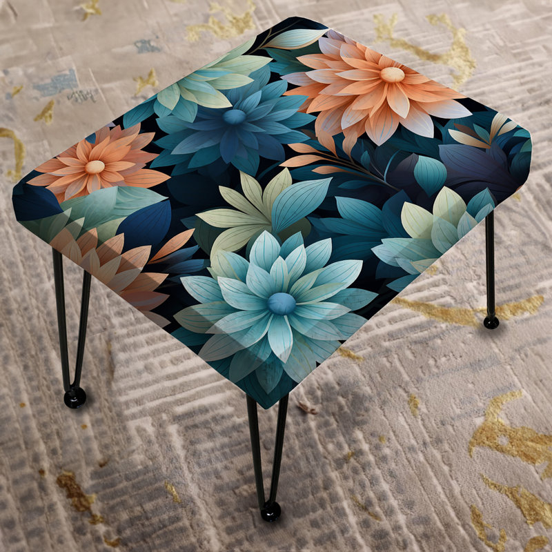 Mindful Awareness Mediation I - Floral Rectangle Ottoman