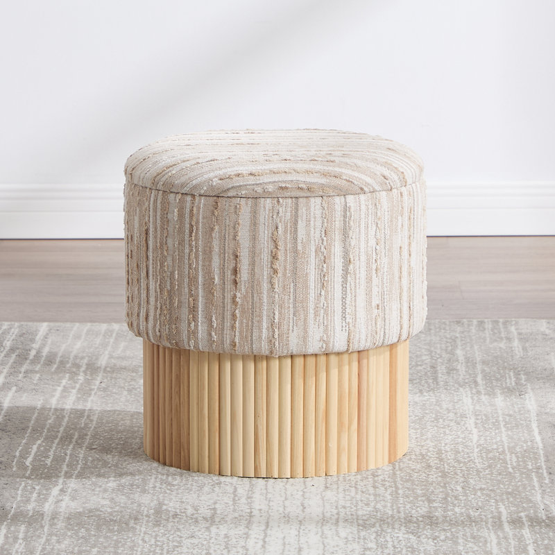 40cm Wide Round Standard Ottoman, Khaki