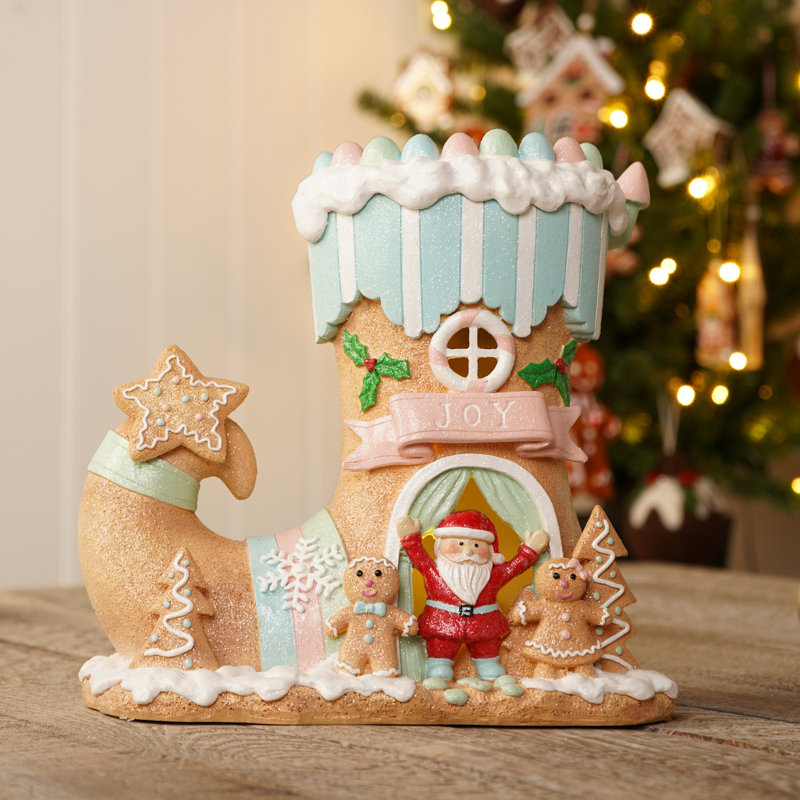 Gingerbread Lane LED Boot House Figurine