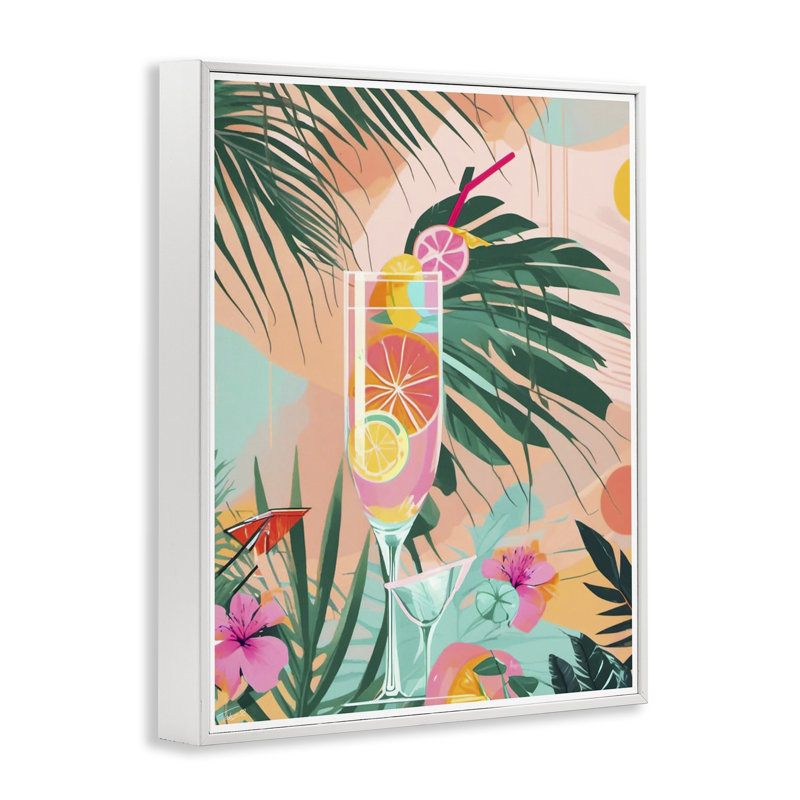 «Jungle Lemonade Cocktail», estampe numérique, design par Tabz Jones, Giclée encadrée blanc bord de mer, H 20 po x l 16 po