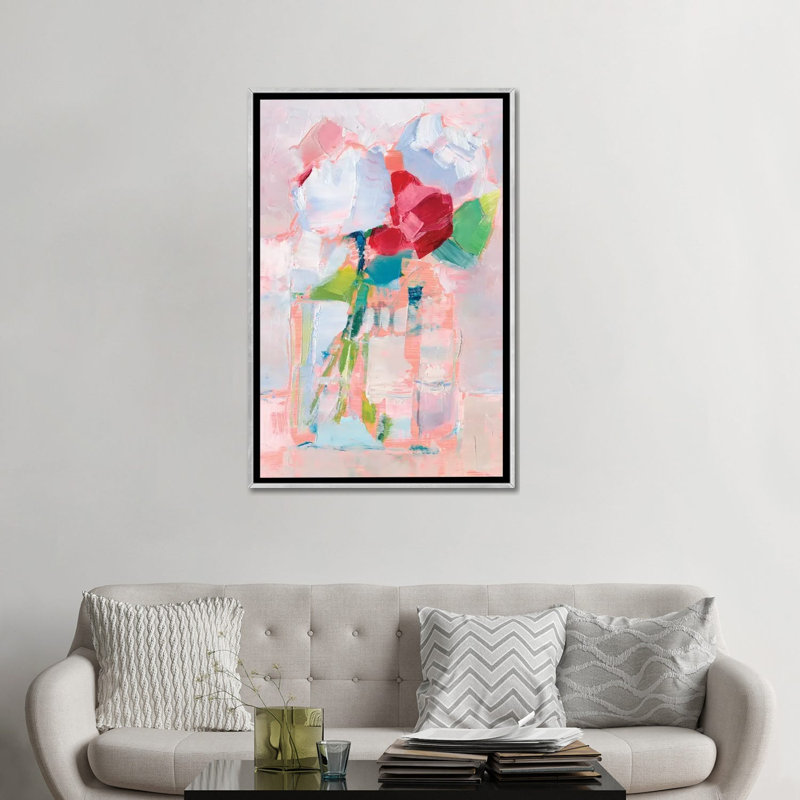 Fleurs abstraites dans un vase I par Ethan Harper - reproduction d'art, H 48 po x l 32 po x P 1,5 po, Pas de tapis