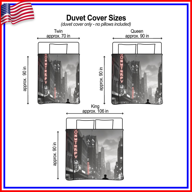 Black White Cityscape Duvet Covers, Twin