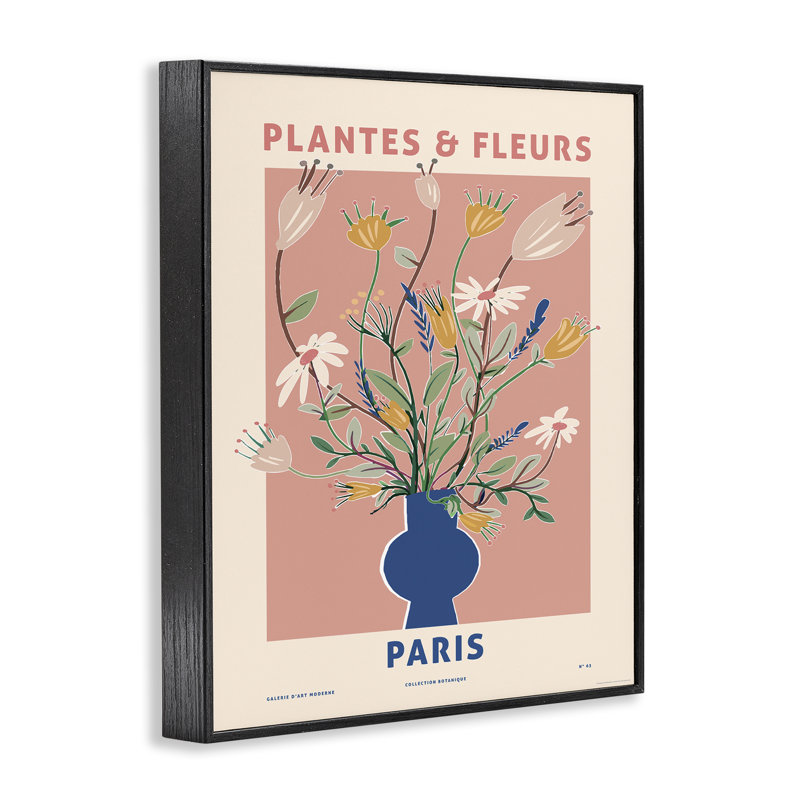 Pastel Plantes & Fleurs, estampe numérique par Reinders, Giclée encadrée noir minuit, H 30 po x l 24 po