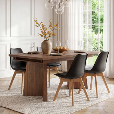Ensemble de salle à manger extensible rectangulaire Alward pour 4 personnes, ensemble de salle à manger moderne en bois avec chaises rembourrées