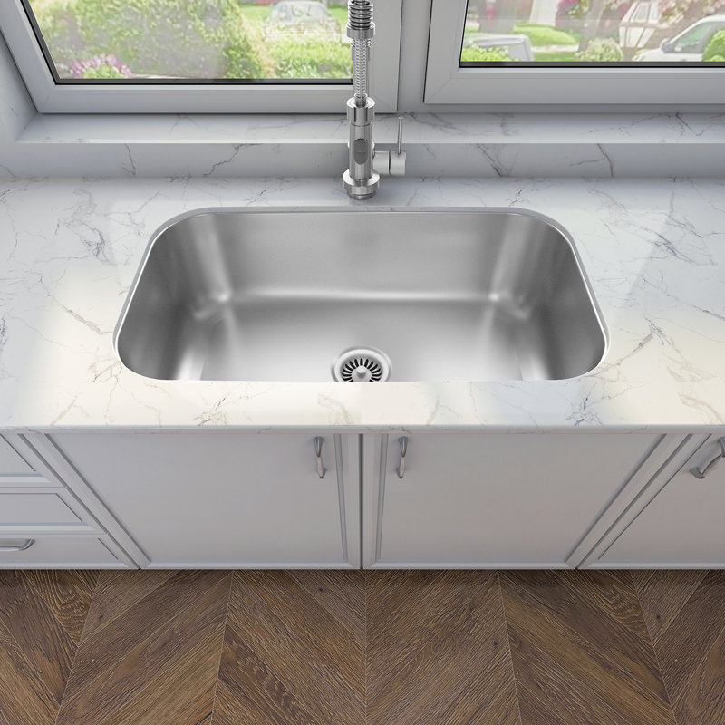 Sinber 33" Satin Stainless Steel Undermount Single Bowl Kitchen Sink