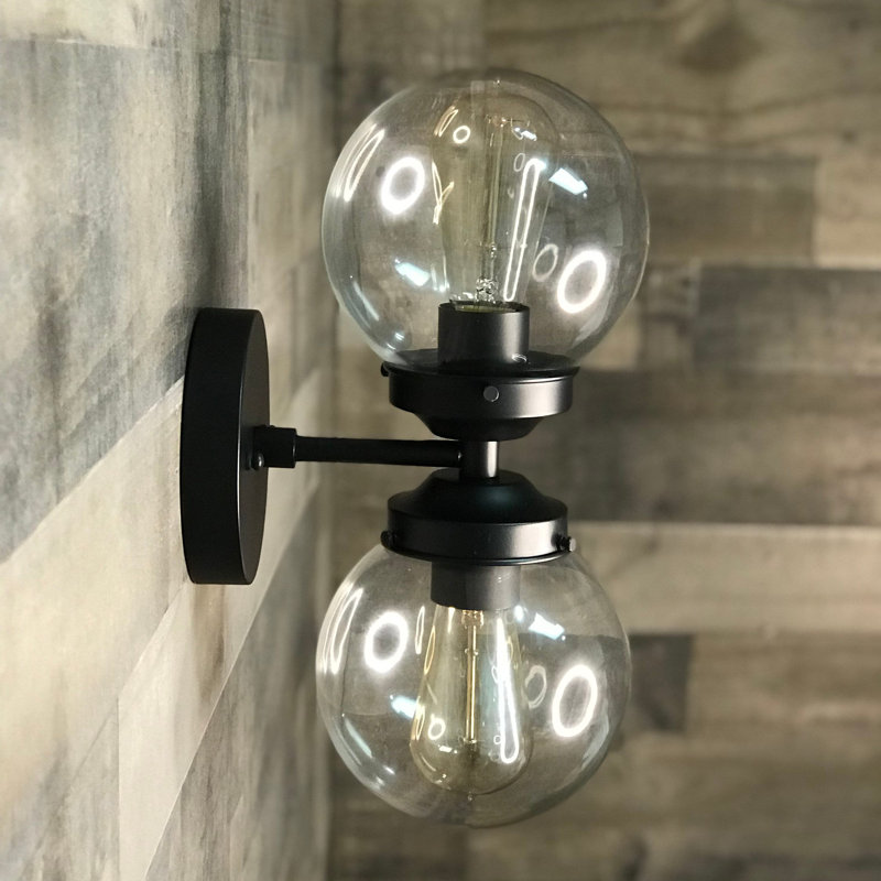 Rada Solid Brass Armed Sconce, Clear, Matte Black