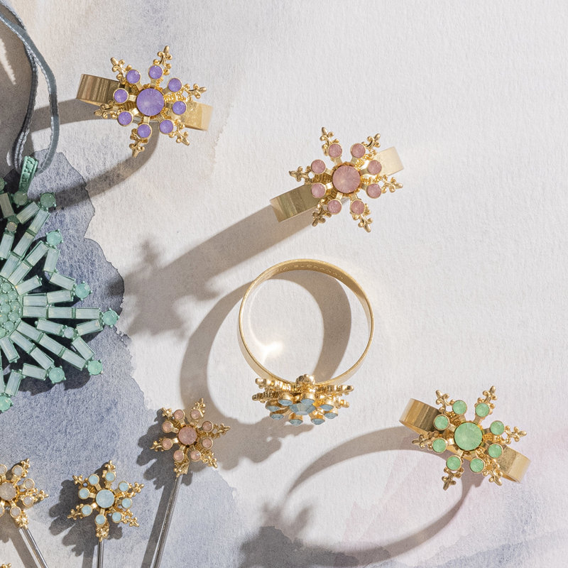 Classic snowflake skinny napkin rings, pastel