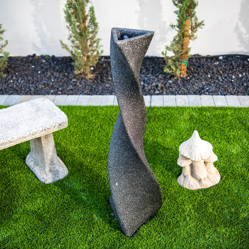 Freestanding Twisted Pilar Modern Water Fountain,, Black