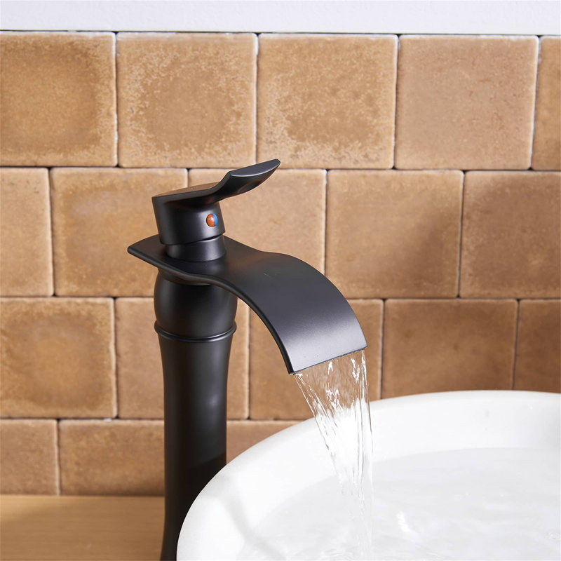 Robinet de lavabo vasque à poignée simple avec drain, Noir mat