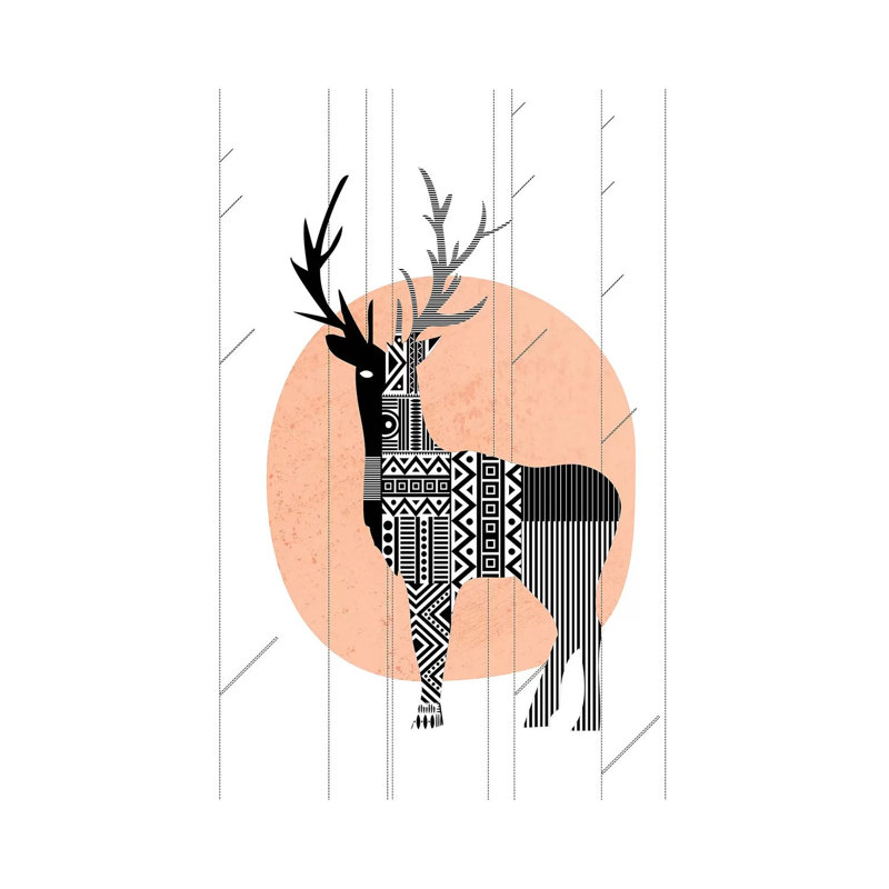 Nordic Deer - Print on Canvas, Wrapped Canvas, 20.32 cm H x 30.48 cm W