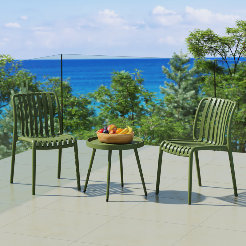 Chaise d'extérieur 3 pièces avec table d'appoint 3 pièces, Vert
