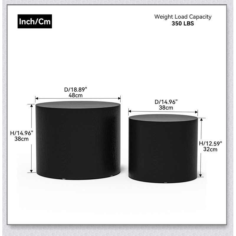 with ash, oak, walnut veneer side table, coffee table, end table, nesting table set of 2